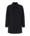 Herno Polyester Raincoat Back Vent Cuffed Sleeves Pockets In Black