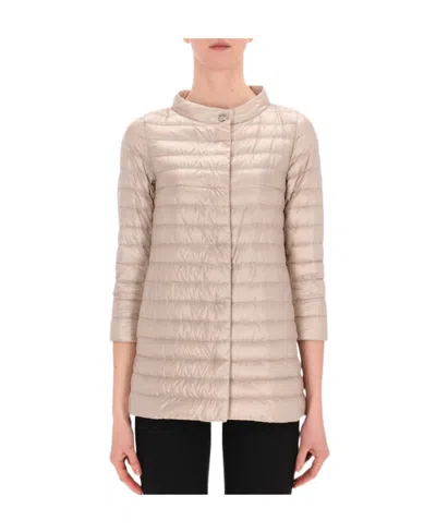 Herno Long-sleeved Zipper Cotton Suit In Nude