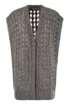 Herno Knitwear V-neck Openwork Cardigan In Gray