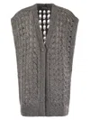 Herno Knitwear V-neck Openwork Cardigan In Gray