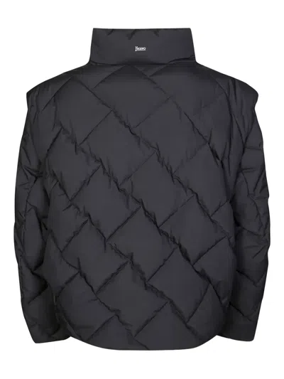 Herno Long-sleeves Quilted Puffer Jacket In Black