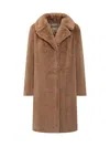 Herno Longline Faux Fur Notched Lapel Single-breasted Coat In Brown