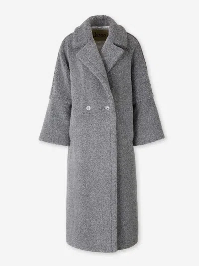 Herno Long Teddy Coat In Gray