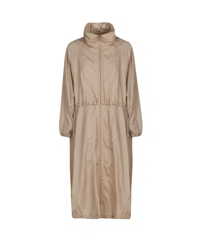 Herno Long Trench Coat In Nude