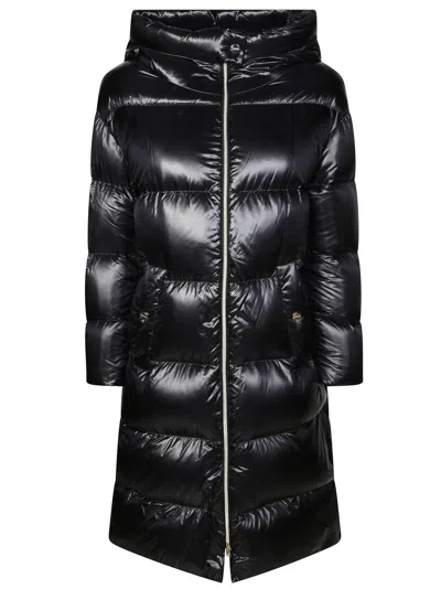 Herno Long Ultralight Puffer Coat With High Collar In Black