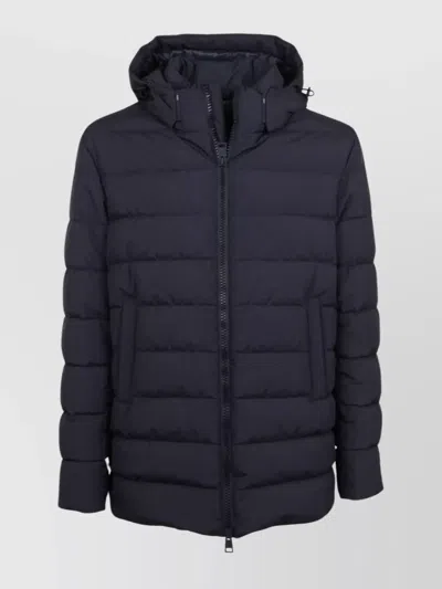 Herno Long Windproof Parka Quilted Pattern In Blue