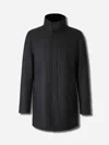 Herno Antracite Coat With Zip And Buttons Closure In Black