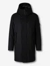 Herno High Collar Long Coat In Black