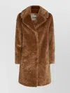 Herno Longline Faux Fur Notched Lapel Single-breasted Coat In Brown