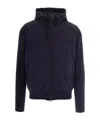 Herno Double-fabric Wool Hooded Jacket In Blue