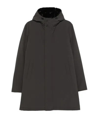 Herno Long-sleeve Hooded Padded Jacket In Brown