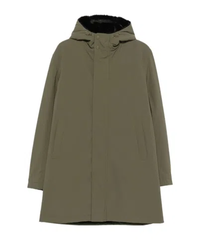 Herno Long-sleeve Hooded Padded Jacket In Green
