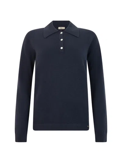 Herno Long-sleeve Polo Sweater In Blue