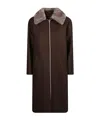 Herno Long Plush-collared Down Jacket With Straight Silhouette In Brown