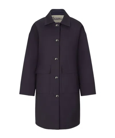 Herno Long-sleeved Coat In Black