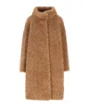 Herno Shearling-texture Single-breasted Coat In Brown