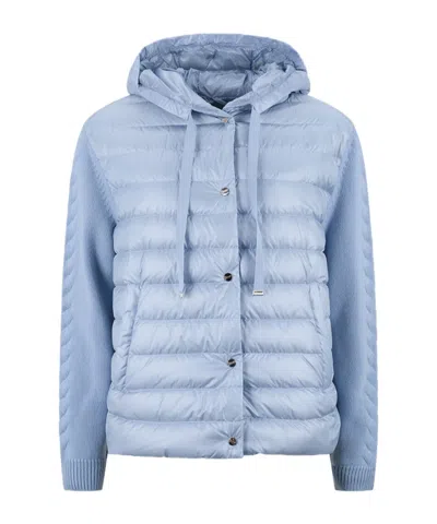 Herno Long-sleeved Cotton-padded Jacket In Blue