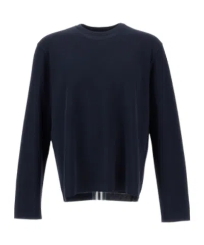 Herno Long-sleeved Crew Neck Sweatshirt In Blue