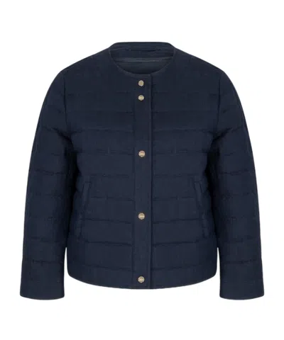 Herno Long-sleeved Down Jacket In Blue