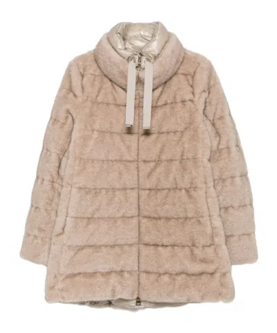 Herno Long-sleeved Down Jacket In Brown