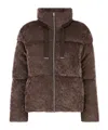 Herno Stretch Velvet Down Jacket Drawstring Collar In Burgundy