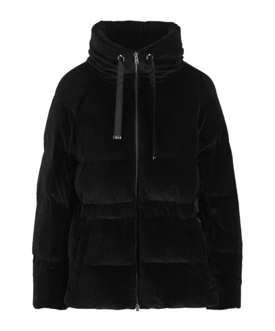 Herno Long-sleeved Hooded Cotton Jacket In Black