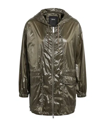 Herno Long-sleeved Hooded Parka In Green