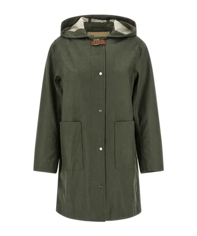 Herno Long-sleeved Hooded Windbreaker In Green
