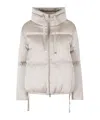 Herno Short Water-repellent Nylon Down Jacket With Funnel Neck And Hem Drawstring In Neutral