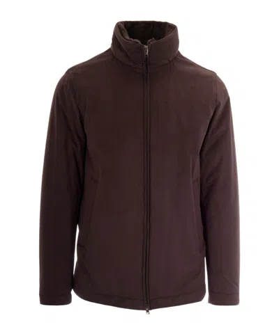 Herno Long-sleeved Stand-up Collar Jacket In Brown