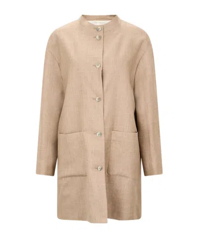 Herno Long-sleeved Trench Coat In Neutral