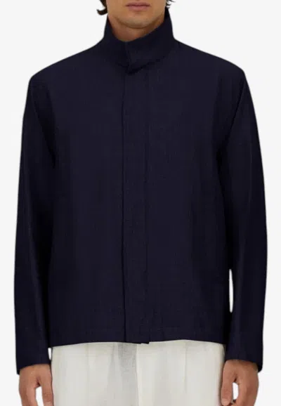 Herno Long-sleeved Wool-blend Shirt In Gray