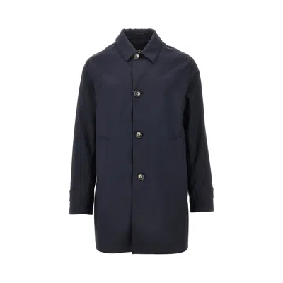 Herno Loro Piana Wool Coat In Blue