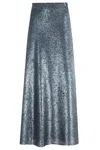 Herno Sequined Long Skirt With Elastic Waistband In Blue