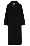 Herno Double Breasted Coat Wide Sleeves Lapel In Black