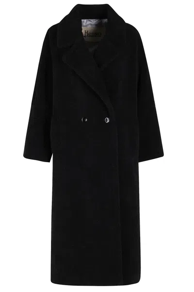 Herno Long-sleeved Coat In Black