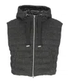 Herno Lurex Sleeveless Hooded Drawstring Jacket In Black