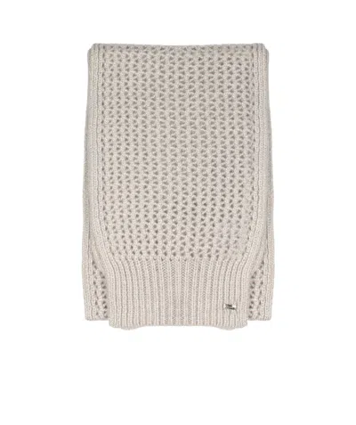 Herno Lurex-detailed Open-knitted Scarf In Nude