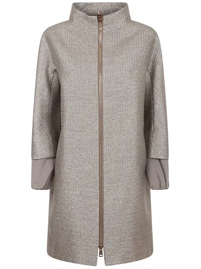 Herno Lurex Effect Padded Coat With Waterproof Sleeves In Grey