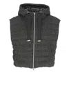 Herno Lurex Sleeveless Hooded Drawstring Jacket In Black