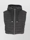 Herno Lurex Sleeveless Hooded Drawstring Jacket In Gray