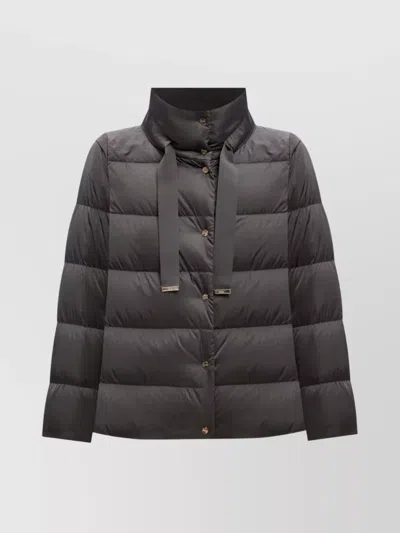 Herno Luxe Satin Padded Jacket With High Collar In Gray