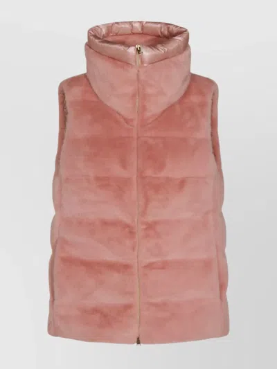 HERNO LUXE SLEEVELESS DOWN JACKET WITH FAUX FUR