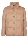 Herno Luxurious Camel Down Jacket With Hidden Zip Closure And Snap Button Pockets In Brown