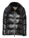 Herno Faux Fur And Quilted Nylon Down Bomber Jacket In Black