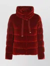 Herno Luxurious Quilted Velvet High Collar Jacket In Brown