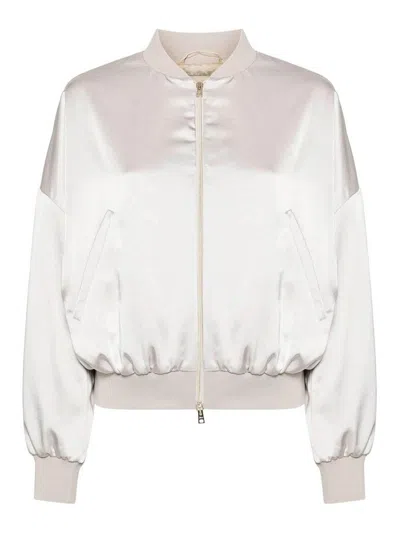 Herno Logo-plaque Bomber Jacket In Gray