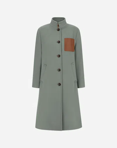 Herno Luxury Wool High-neck Coat In Green