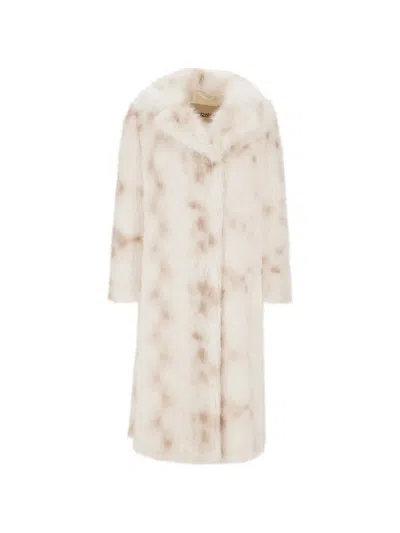 Herno Ivory Long-pile Lynx-effect Faux Fur Coat In Multi