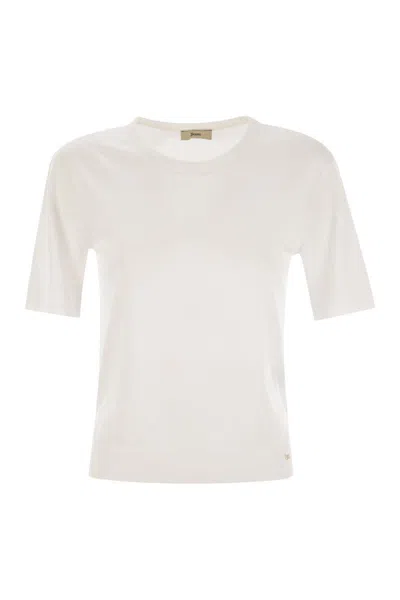 Herno Lyocell And Cotton T-shirt In White